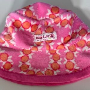 Baby Lulu Pink and Orange Floral Fleece Hat